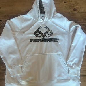 White Realtree Camo Hoodie Hooded Sweatshirt Y2K Outdoor Hunting Large